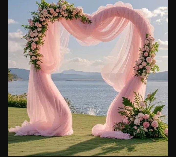 Blush Pink Draped Floral Arch